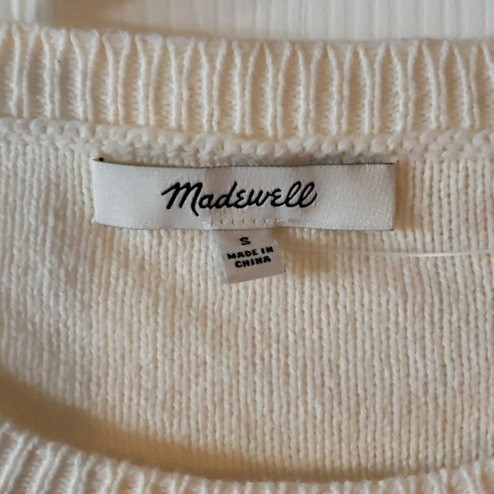 Madewell Fringed Jacquered Short Sleeve Sweater